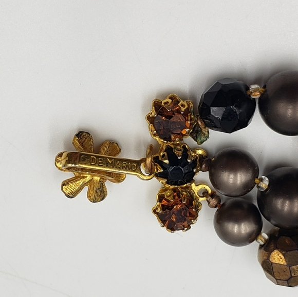 Vintage DeMario Jewelry Set MCM Black Tan Gold Pearl - Picture 6 of 16
